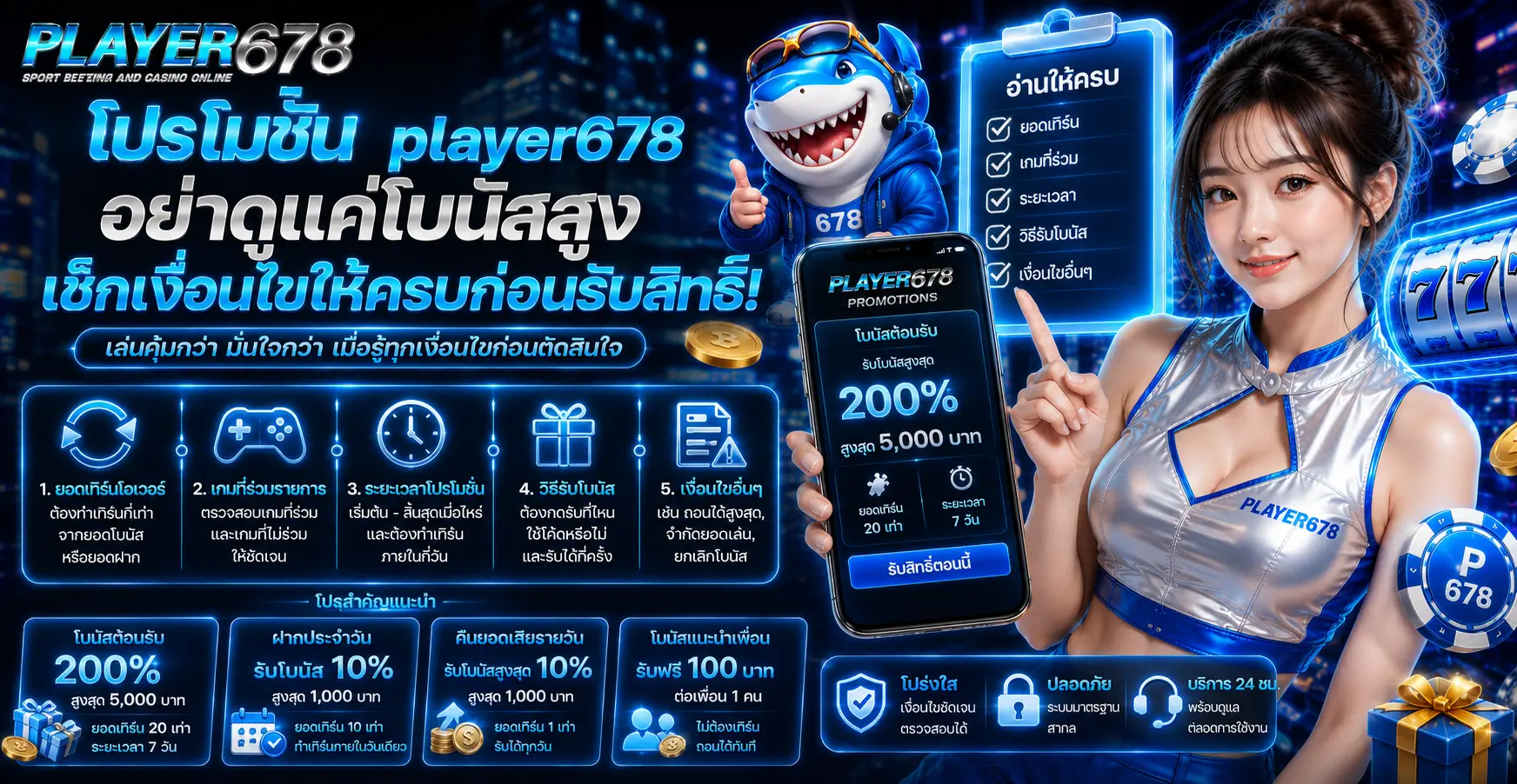 โปรโมชั่น player678 อย่าดูแค่โบนัสสูง เช็กเงื่อนไขให้ครบก่อนรับสิทธิ์